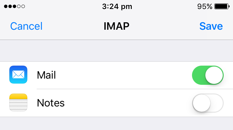 Settings screen